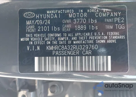 2024 Hyundai Venue Sel из США, поврежденный, VIN KMHRC8A32RU329760